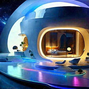 (futuristic:1.41) Smart Home With Image, There