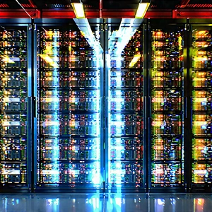 Server Rack With Holographic Projection With Large Computer