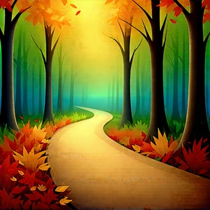 Nature Diagram Style: Path Through Autumn Woodland With Image, There