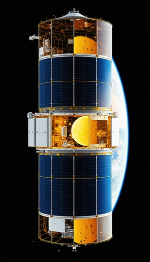 A Large Satellite Is Shown In The Image, With A View Of The Earth From Space