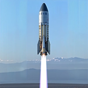A Rocket Is Seen In The Sky, With Its Tail End Visible