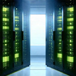 Server Rack With (digital:1.17) Particles With Large Server