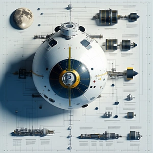 A Large White Spacecraft With A Blue Dome On Top
