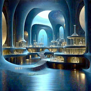 Futuristic Research Laboratory With Image, There