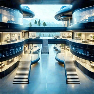 (futuristic:1.16) Tech Startup Office With Large, Modern