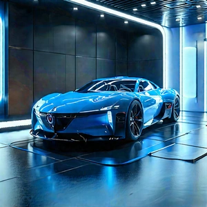 Automotive Technology In Research Center With Blue Sports