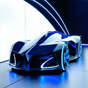 Tech Low Poly: Innovative Electric Vehicle Design With Futuristic Blue