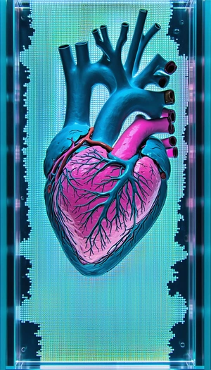 A Heart Is Displayed In A Blue And Pink Color Scheme