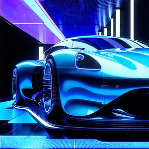 Automotive Technology In Research Center With Blue Sports