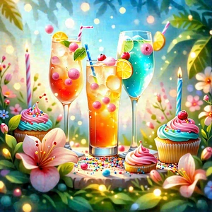 Lifestyle Pastel Drawing: Holiday Celebration During Summer With Image, There