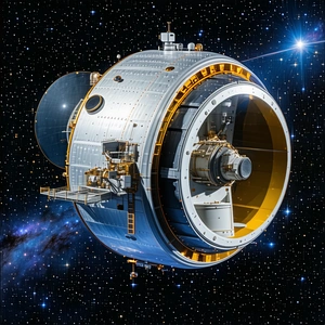 A Large Spacecraft, Possibly A Space Station, Floating In The Vastness Of Space