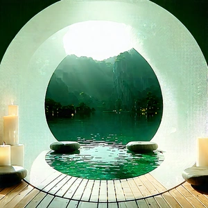 Lifestyle Digital Illustration: Wellness Scene With Meditation Space With Image, There