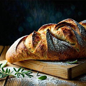 Lifestyle Charcoal Drawing: Artisanal Bread Prepared With (vibrant:1.49) Colors With Delicious Pastry,