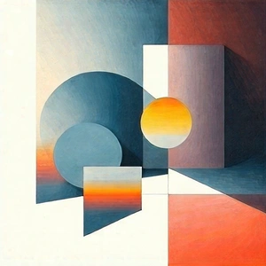 Abstract Pastel Drawing: Minimalist composition with geometric shape