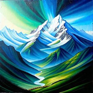 Nature Acrylic Painting: Aerial view of mountain range