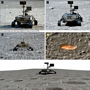 The Image Is A Collage Of Four Different Pictures Of A Rover On The Moon