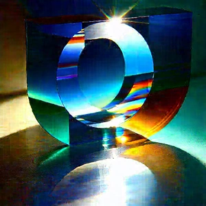 Abstract Art Deco Style: Abstract Interpretation Of Light Refraction With Large, Blue,