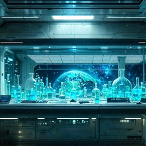 Futuristic Research Laboratory With Image, There