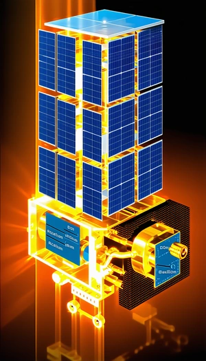 A Large, Multi-level Spacecraft With A Solar Panel On Top
