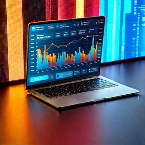 Laptop With Data Visualization With Laptop Computer