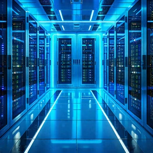 Tech Matte Painting: (futuristic:1.27) Server Room With Image, There