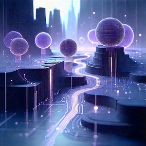 Blockchain Network Visualization With Futuristic Scene,
