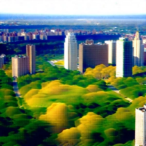 Urban Charcoal Drawing: Aerial view of central park