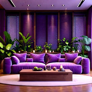 Lifestyle Unreal Engine: Cozy Living Room With Plants And Natural Elements With Large, Lavender