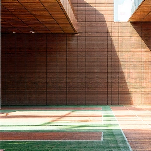 Urban Architectural Photography: Urban Fitness In The Park Scene With Tennis Court