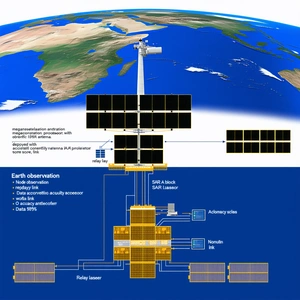 The Image Is A Diagram Of A Satellite System, Showing The Various Components And Their Connections