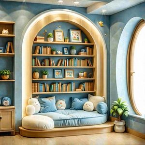 Lifestyle Pastel Drawing: Reading Nook With Organized Space With Image, There