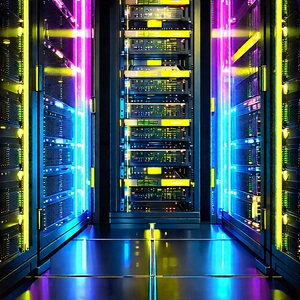 Server Rack With Neon Accents With Image, There