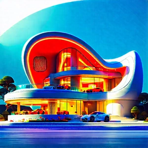 Futuristic Smart Home With Computer-generated Drawing