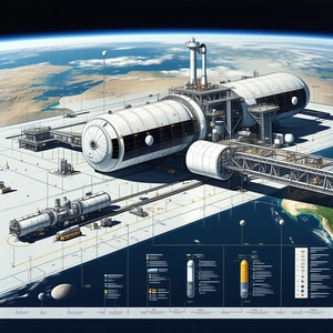 A Large Space Station Is Shown In A Drawing, With A Large Dome On Top