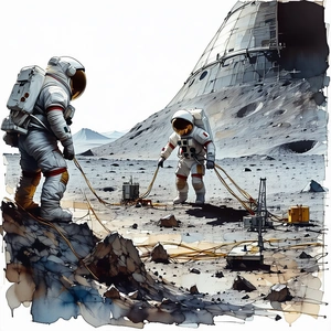 In The Image, There Are Two Astronauts Standing On The Surface Of The Moon