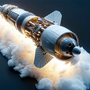 A Rocket Is Shown In A Close-up View, With Its Engine And Exhaust Visible