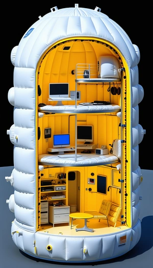 A Yellow And White Room Is Filled With Various Pieces Of Furniture