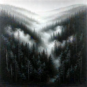 Nature Charcoal Drawing: Aerial View Of (forest:1.47) Canopy With Image, There