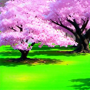 Nature Editorial Photography: Cherry Blossoms In Sunlit Clearing With Image, There