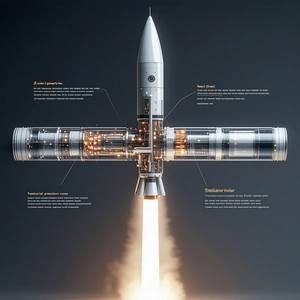 The Image Is A Diagram Of A Rocket, Showing Its Various Components And Their Functions