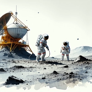 In The Image, There Are Two Astronauts Standing On The Surface Of The Moon