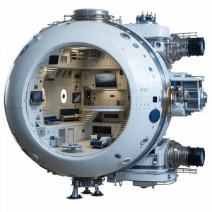 A Large, White, And Round Spacecraft With A Hollow Interior