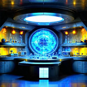 Futuristic Research Laboratory With Image, There