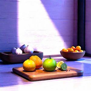 Lifestyle Pencil Sketch: Wellness Scene With Healthy Food With Wooden Table