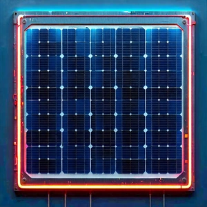 Tech Linocut Print: Solar panel with neon accents