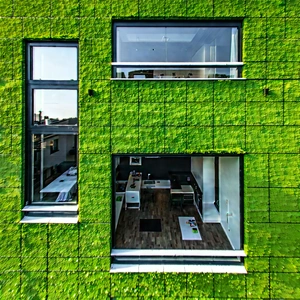 Urban Drone Photography: Urban Loft With Green Rooftop With Large, Green