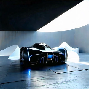 Automotive Technology In Design Studio With Futuristic Racing