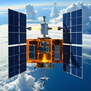 A Space Station With A Large Solar Panel On Its Side