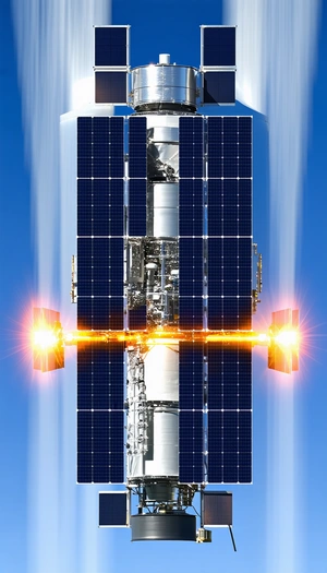 A Large Satellite Is Shown In The Image, With A Solar Panel On The Side