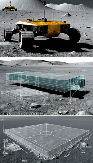 The Image Is A Split-screen Display Of A Rover On The Moon